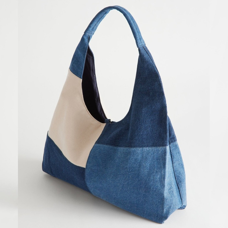 Women Bags Jeans - Patchwork-Design Damen-Schultertasche, Modische Denim-Handtasche für Frauen,