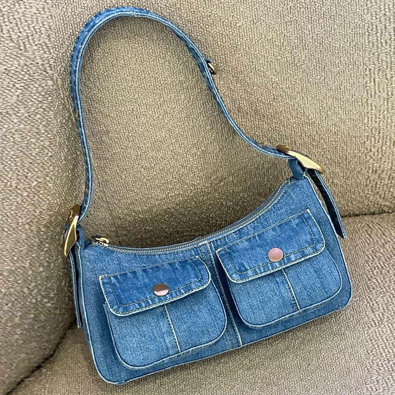 Women Bags Jeans - Denim-Damen-Unterarmtaschen, lässige Cowboy-Umhängetasche für Damen, große
