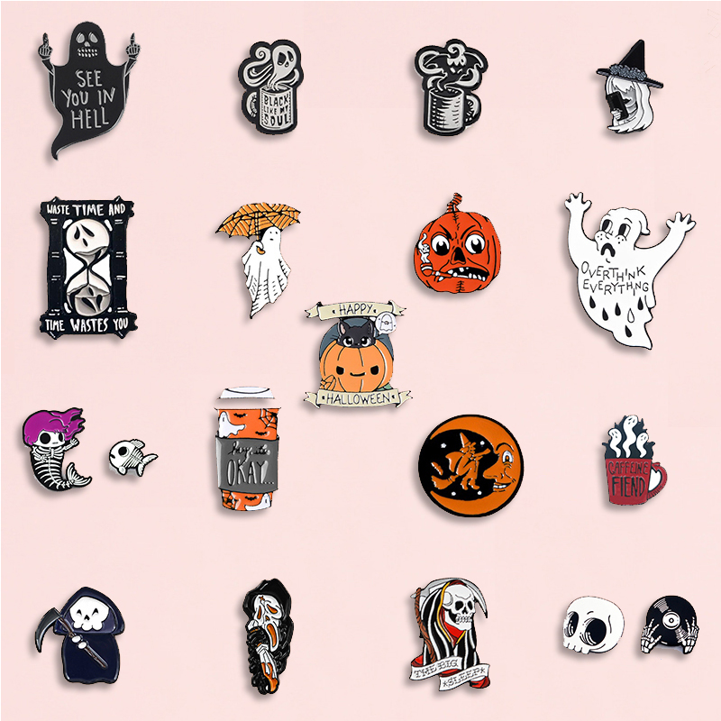 Women Bags Jeans - Happy Halloween Emaille Pin Trick oder