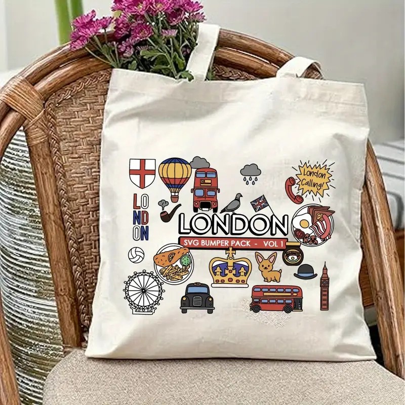 Women Bags Uk - London UK Grafik-Tragetasche aus Segeltuch für