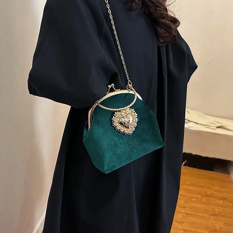 Women Bags Discount - Ketten Samtrahmen Herz Abendessen Handtaschen Diamanten