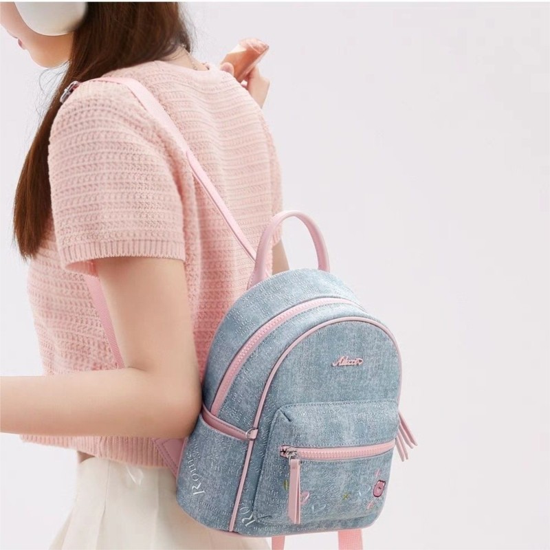 Blau Denim Gestickte Bär Rucks – Mini Backpack Women Bewertung und Preis