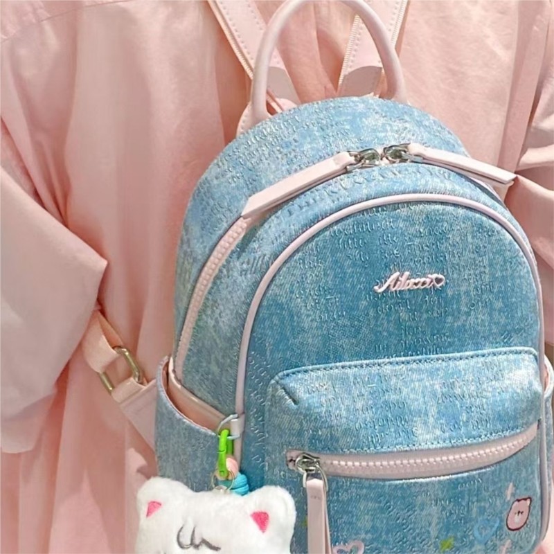 Blau Denim Gestickte Bär Rucks – Mini Backpack Women Bewertung und Preis